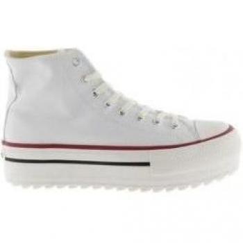 Victoria Zapatillas Tribu Doble Lona para Mujer Abotinadas con Logo Retro y Suela Dentada 1061121 Blanco