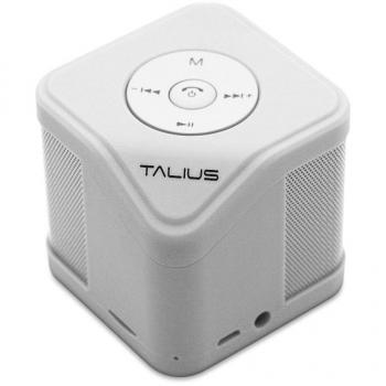 Talius Cube - Altavoz Bluetooth 3.0, Tarjeta SD, Entrada AUX, FM, Manos Libres, Color Blanco