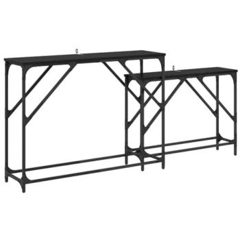Mesa Consola 2 Pcs Roble Negro 100 x 28 x 75 cm Madera Ingenierizada