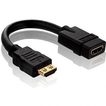 Adaptador HDMI A macho a HDMI A hembra, 10 cm, triple aislamiento, color negro - Serie PureInstall