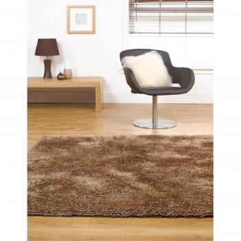 Just Contempo - Plain Shaggy - Alfombra, 120 x 170 cm, color negro, poliéster, marrón moca, 75 x 150 cm