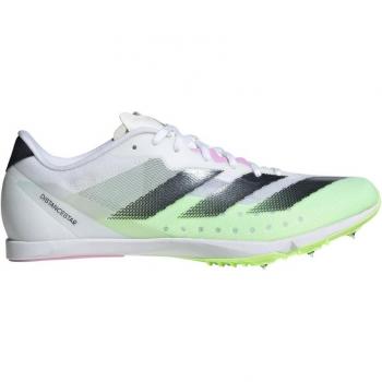 Adidas Adizero Distancestar Unisex Track and Field Spike Shoes - White Green, Size UK 8