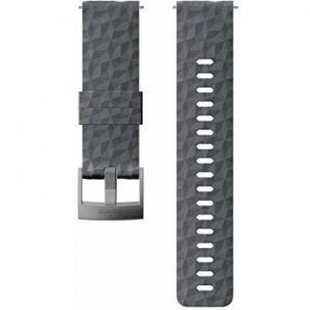 Suunto SS050222000 Correa de sustitución original para todos los relojes Suunto Spartan Sport WRH y Suunto 9, silicona, largo: 22,3 cm, ancho: 24 mm, incluye pasadores de fijación, gris/plateado