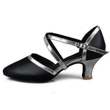HROYL Mujeres Zapatos de Baile/Zapatos Latinos de el Plateado Cuero para Mujeres ES515-5 EU 38.5