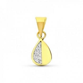 Colgante de oro para niña con hoja de 10 mm y circonitas