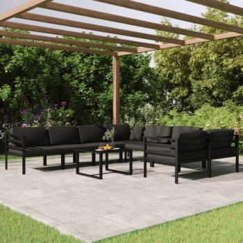 9-Piece Anthracite Aluminum Garden Lounge Set with Cushions