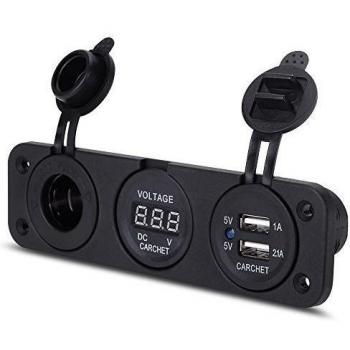 Adaptador Tipo Mechero Cargador USB Voltímetro Medidor ABS Metal para Coche