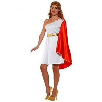 Smiffys Lady Costume Disfraz de señora Romana, Color Blanco y Rojo, L-UK Size 16-18