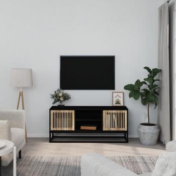 Mueble TV Negro 105x30x45 cm Multicapa Madera y Hierro
