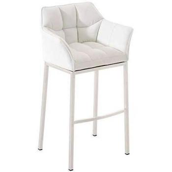 Taburete de Bar Damaso en Similicuir Naranja y Blanco con Base de 4 Pies y Respaldo Imbottido