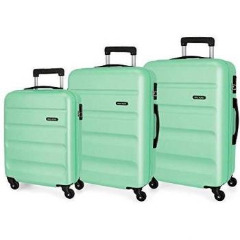 Roll Road Flex Juego de Maletas Verde 55/65/75 cms Rígida ABS Cierre combinación 182L 4 Ruedas Equipaje de Mano