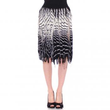 White Black Knitted Assymetrical Skirt - Alice Palmer IT40|S
