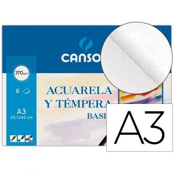 Papel acuarela basik Canson Din A3 370 gr pack de 6 hojas