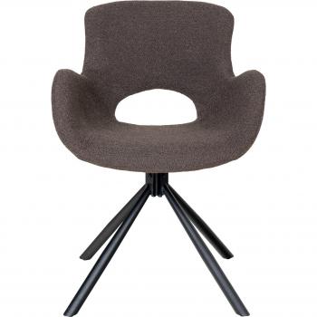 Silla de Comedor Giratoria Amorim - Set de 2 Sillas en Bouclé Marrón con Base de Metal