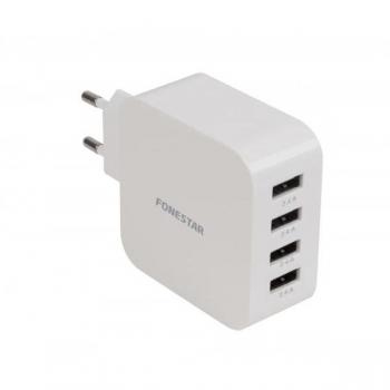 CARGADOR USB FONESTAR PARED 4 USB 24W 4.8A 4X5V 2.4 A