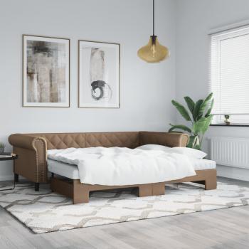 Sofá Cama Nido con Colchón de Similpelle Cappuccino 90x200 cm