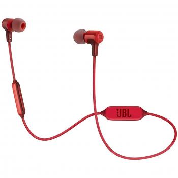 JBL E25BT - Auriculares intraurales inalámbricos con micrófono y bluetooth, batería de hasta 8 horas, rojo