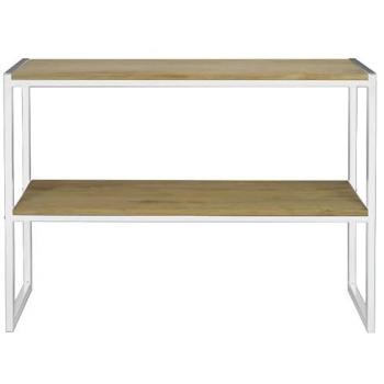 Consola iCub Vintage Industrial con Bandeja 100x32x75cm en Madera Maciza de Pino Blanca
