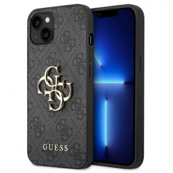 Funda Ibrida Guess 4G con Gran Logo Metálico para iPhone 15/14/13 - Gris