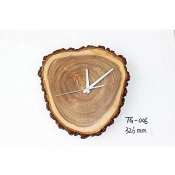 CC Relojes de pared decorativos de barrido tranquila pista tiempo reloj de madera, tamaño grande, 326mm