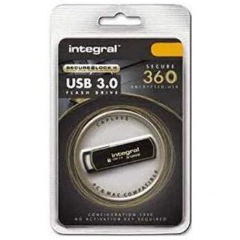 Memoria USB Integral Secure 360 - 128 GB - USB 3.0 - Negro y Dorado