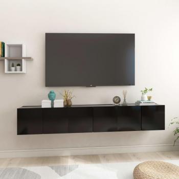 Mueble TV colgante 3 piezas negro 60x30x30cm