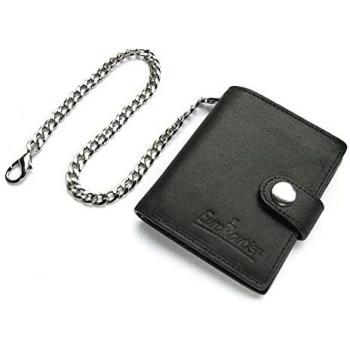 Cartera Euroroutier Biker en piel negra con cadena.