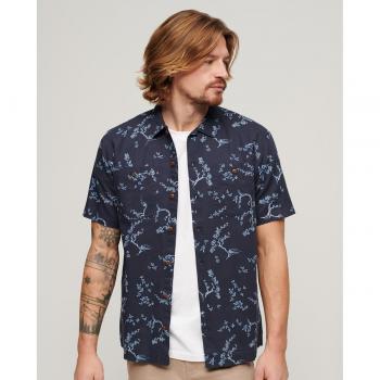 Superdry Men's Casual Short Sleeve Beach Shirt - Indigo Floral, Size M