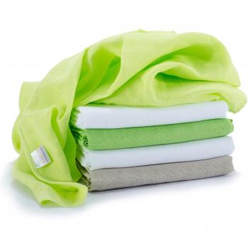 Makian - Muselinas bebe algodon 70x70 cm / Gasas para bebes - 5 Ud. | Cuadrados de muselina con tejido doble con bordes reforzados y certificado OEKO-TEX, verde y blanco