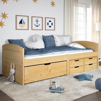 Sofá Cama IRUN 90x200 cm con 5 Cajones de Madera Maciza de Pino