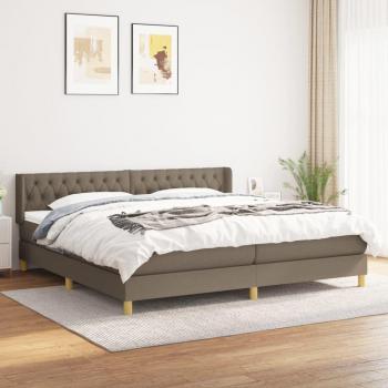 Cama box spring con colchón de muelles Tortora 200x200 cm en tela gris taupe