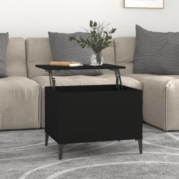 Mesa de centro de madera contrachapada 60x44,5x45 cm en color blanco y negro, diseño brillante, ideal como mesita de salón o comedor, también utilizada como mesa auxiliar o mesa de café