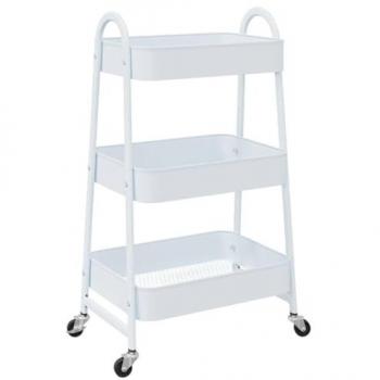 Carrito de Almacenaje 3 Niveles Blanco 42x41,5x77 cm Acero