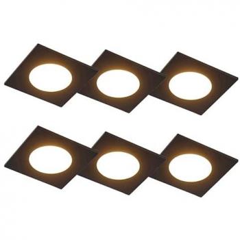 Set de 6 focos empotrables negros LED regulables en 3 niveles IP65 - SIMPLY