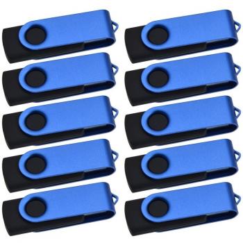 10 Piezas Memorias USB 128MB, Pendrive, Kepmem Azul Giratorio Almacenamiento Elegante