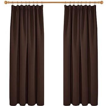 Deconovo Cortinas Salón Opacas Modernas Térmicas Aislante Decorativas Fruncidas 2 Piezas 140 x 175 cm Chocolate