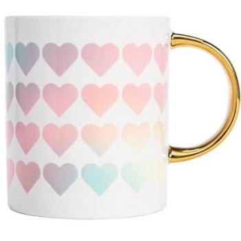 Taza de Cerámica Paris Hilton 450 ml con Diseño de Corazones, Elegante y Lavable a Mano, No Apta para Microondas