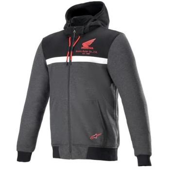 Alpinestars Honda Chrome Street - Chaqueta textil de motocicleta con sudadera con capucha, color negro, rojo y anaranjado, talla S