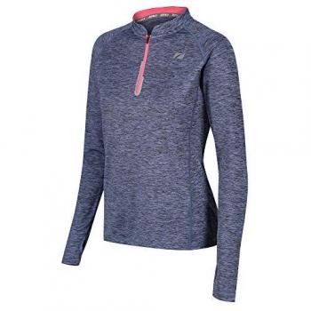 Camiseta de Manga Larga Softouch Zone3 para Mujer, con cremallera técnica, color Petrol Azul/Neo y tallas disponibles hasta XL