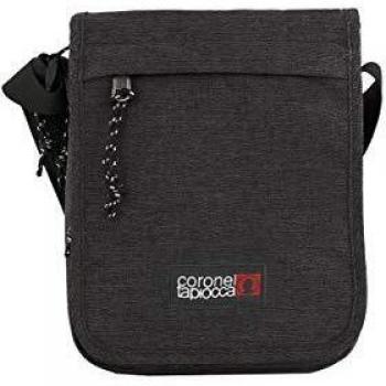 Coronel Tapiocca Urban Bolso para Hombre Bolso Bandolera Casual con Solapa Bolsillos y Cremallera Denim 19x24x5 cm, Negro