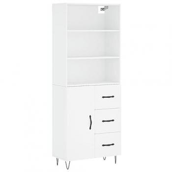Aparador alto madera contrachapada blanco 69,5x34x180 cm