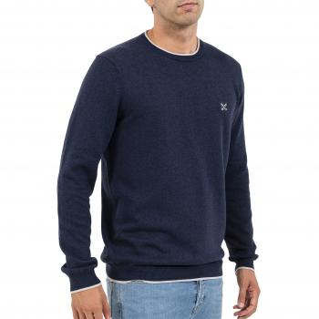 Oxbow k1peroni Peroni – Sudadera Cuello Redondo De Algodón chiné Hombre, Hombre, K1PERONI, Deep Marine Chine, Medium
