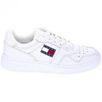 Eco-Friendly Retro White Sneakers - EU36/US6, Tommy Jeans, Female, Size: 3 UK, Tommy Hilfiger, Polyester with Contrasting Details