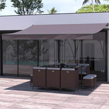 Toldo manual gris topo Adro 4x3 m de poliéster