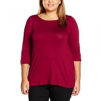 Ulla Popken Shirt Mit Zipper am Ärmel, Camiseta de Manga Larga Para Mujer, Rot