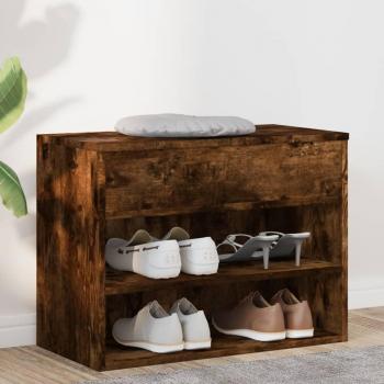 Banco zapatero de madera contrachapada roble ahumado 60x30x45 cm