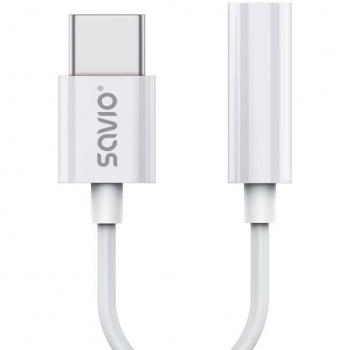 Adaptador de audio USB Tipo C a Jack 3,5mm Blanco Savio AK-51