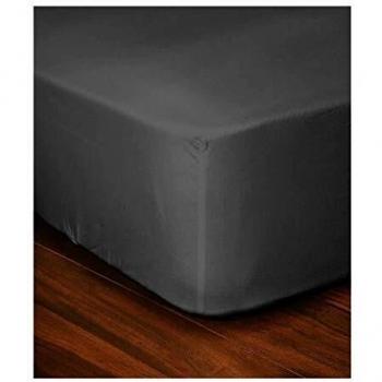 Sábana Bajera Ajustable 100% Algodón Gris Oscuro 90 x 190 x 30 cm