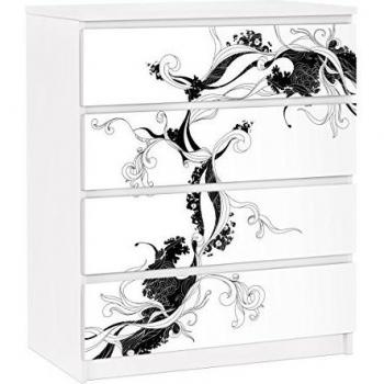 Vinilo adhesivo para muebles IKEA - Malm Dresser 4xDrawers - Ranke in ink, Tamaño:4 veces 20cm x 80cm