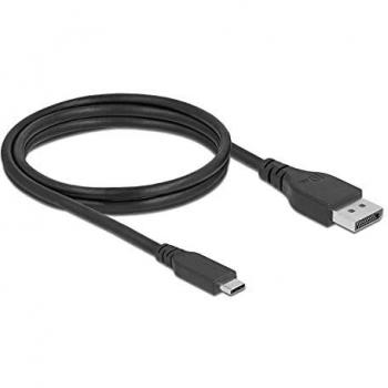 DeLOCK 86040 Adaptador de Cable de Vídeo USB Tipo C a DisplayPort 1,5 m, Negro, Bidireccional, Modo DP Alt, Resolución 8K a 60 Hz, Certificado DP